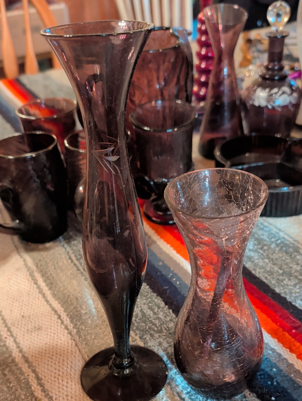 Smoky Purple Glass Bud Vases - Set of 2
